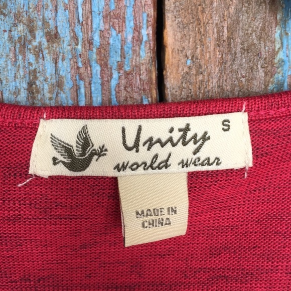 Unity World Wear Red Cardigan Sweater Size S - Picture 3 of 8